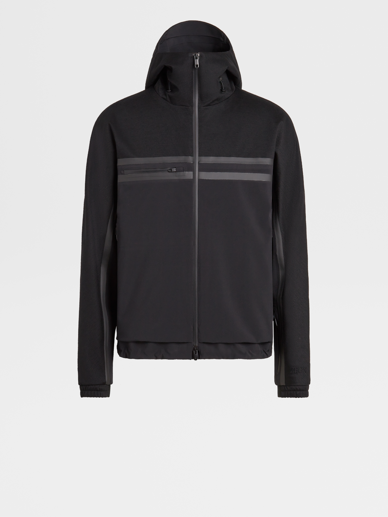 Black Techmerino™ Wool 3-layer Full Zip Hoodie